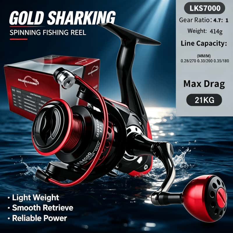 Abu Garcia Reel Max - GOLD SHARKING-Spinning Reel, Metal Ultra Hafif